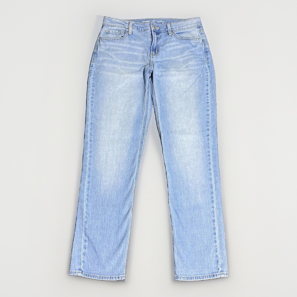 Old Navy Mid Rise Wow Boyfriend Straight Jeans Women 6P 30x29 Light Wash Slouchy